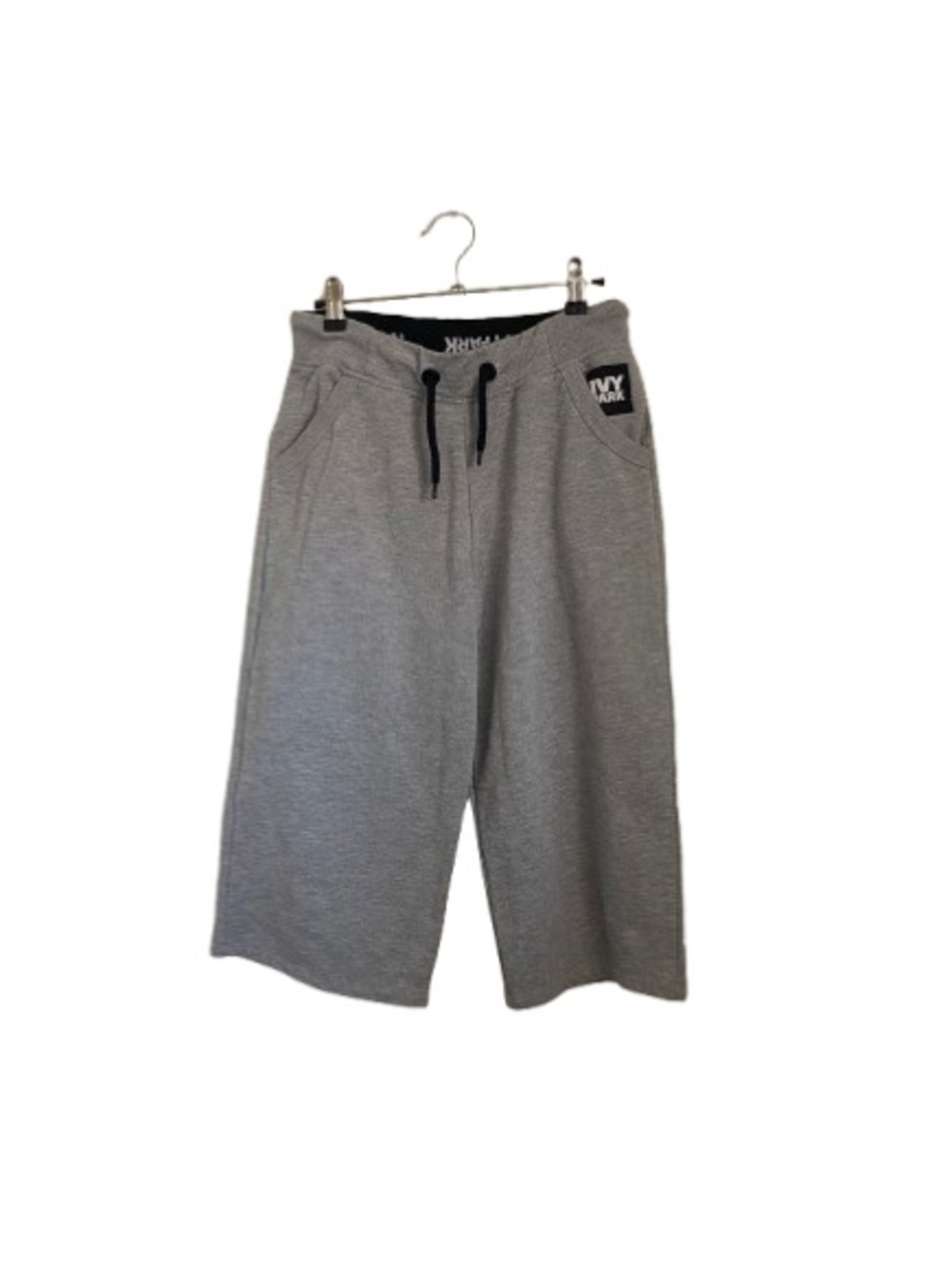IVY PARK Gray Ribbed Waist Joggers with Black Logo Patch